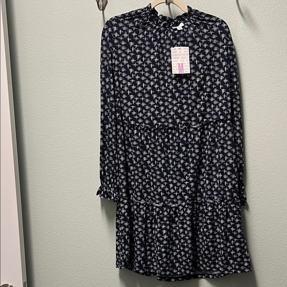 LulaRoe Annabelle Navy and White Patterned Dress